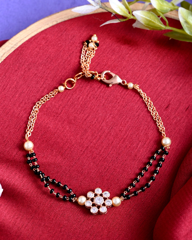 Indian Traditional Rose Gold Heart Shape Mangalsutra Bracelet For Women |  eBay