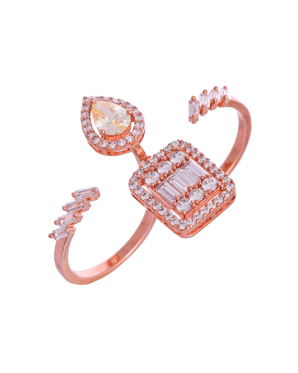 ROSEGOLD VERA TWO FINGER RING – For Ya