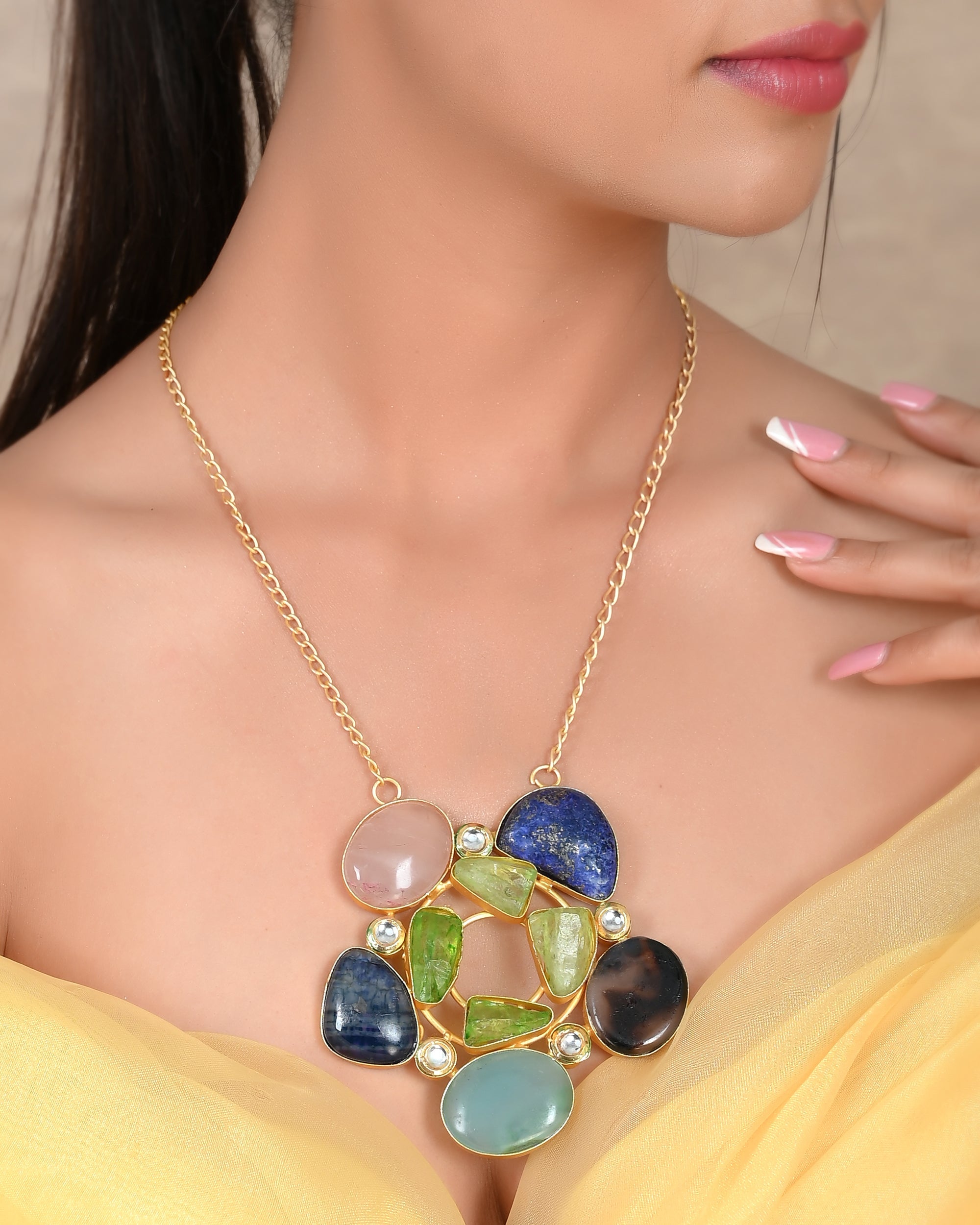 Laura Medine 18k Yellow Gold Moonstone Multi-colored Stone Necklace – Jay  Feder Jewelers