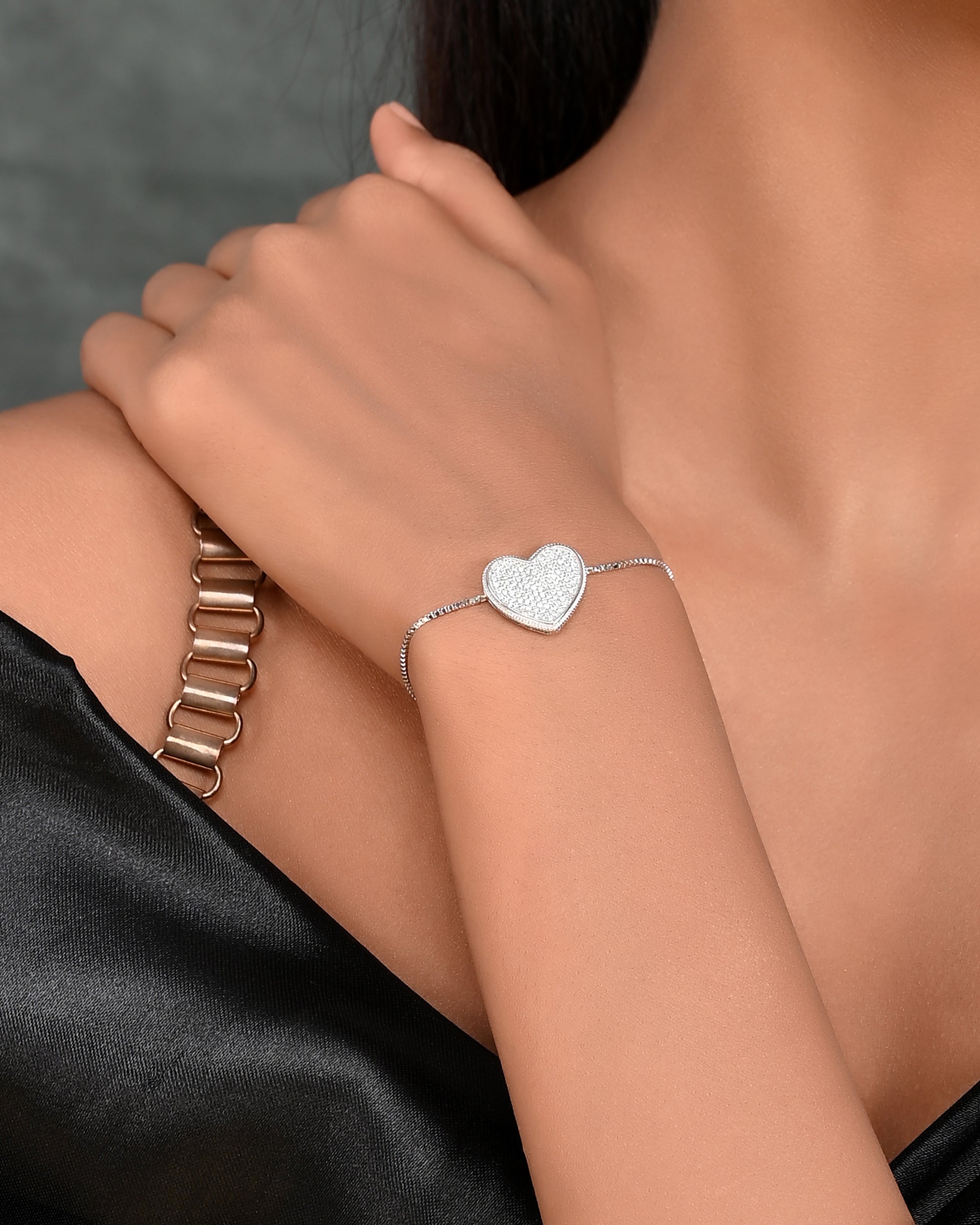 Buy Amour Silver Heart Bracelet | Boldiful